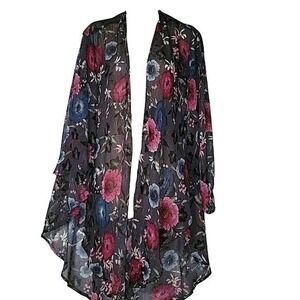 TORRID Floral Print Kimono Open Front Sheer Lightweight Cover Up‎